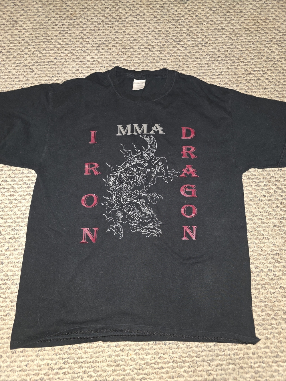 Gildan Black Iron Dragon MMA Graphic Tee with Red Accents